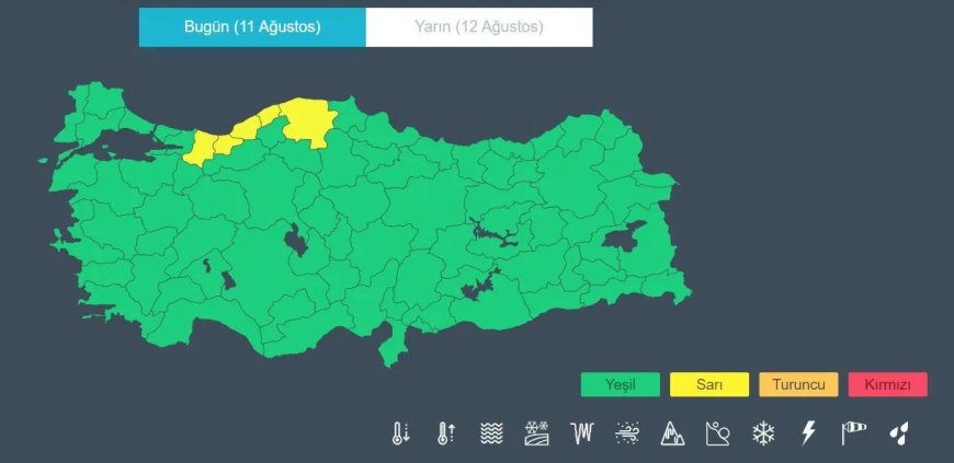 Meteoroloji'den 5 kente sarı kodlu uyarı